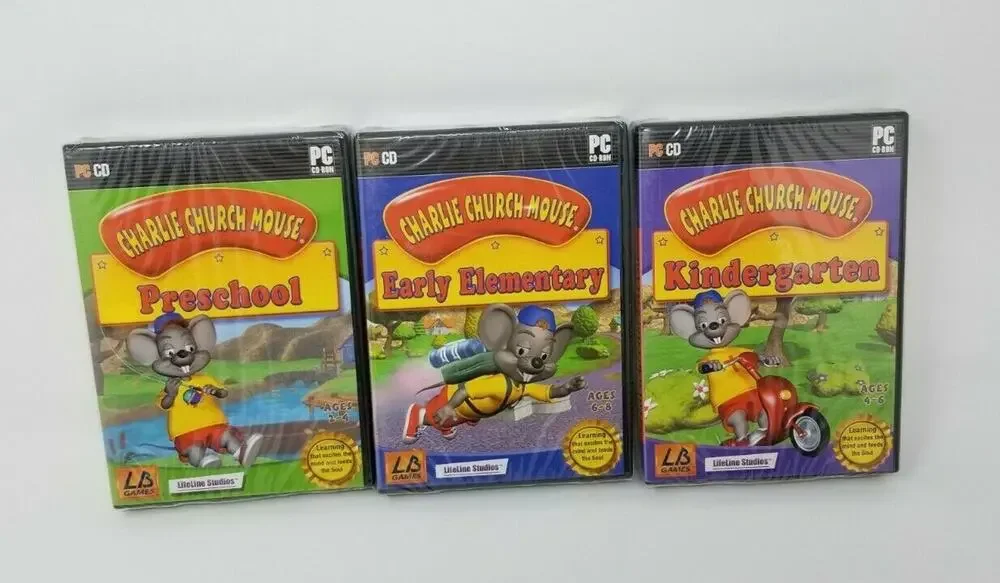 3 VTG Charlie Church Mouse PC CD Games Preschool Kindergarten Elementary NIP